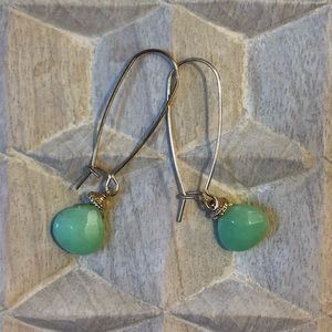 Green Jade Loop Hook Earrings
